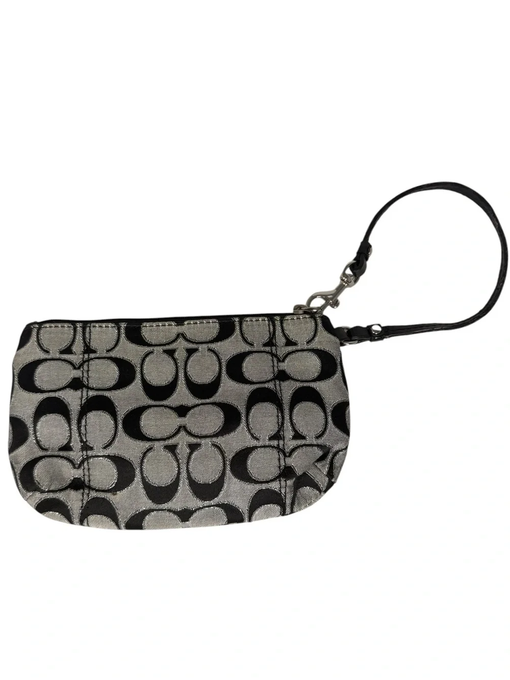 Coach Signature Monogram Wristlet Clutch in Silvery Gray and Black - Picture 3 of 4